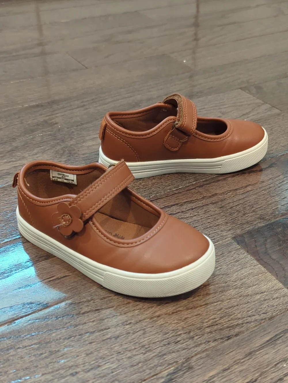 OshKosh B'gosh Brown Mary Jane Sneaker with Flower Strap